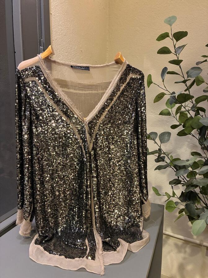 Camisola paillettes i seda